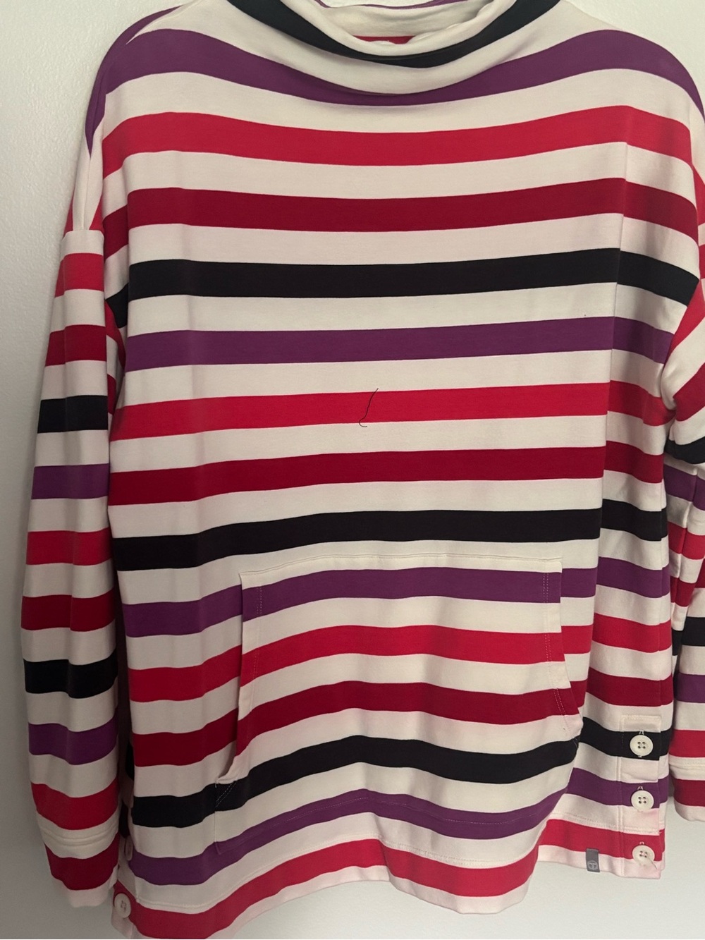 Talbots Orange, Purple, Black and Cream Striped Tunic Top